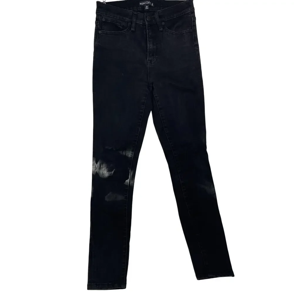 J Crew Jeans Women’s 26 Black High Waist Jeans Straight Denim